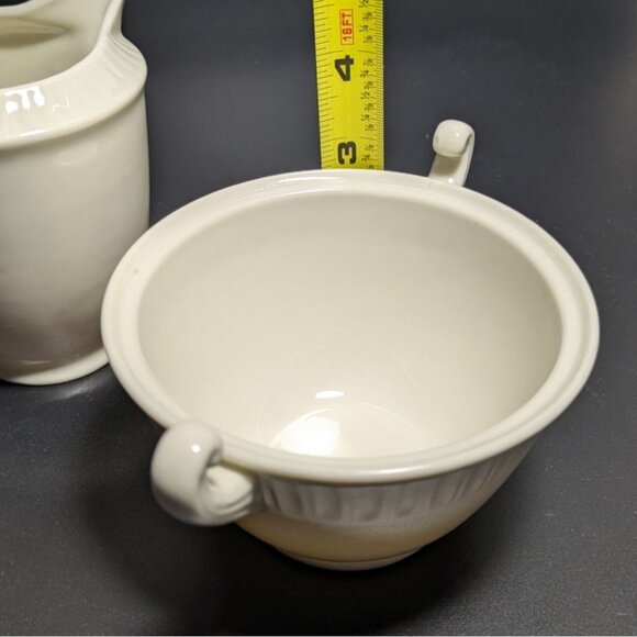 Syracuse China Shelledge Cream Sugar Bowl & Creamer Vintage Porcelain Elegant - Picture 14 of 16